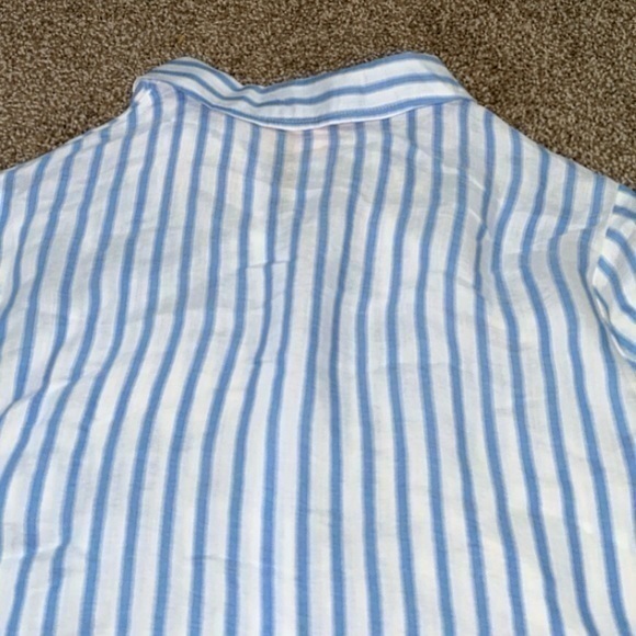 Lilly Pulitzer Lysa Tie Front Blue White Stripe Button Down Shirt - Picture 11 of 11